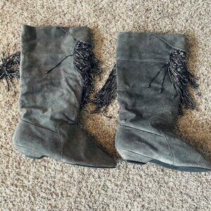 Vintage 80's Beaded Grey Slouch Boots